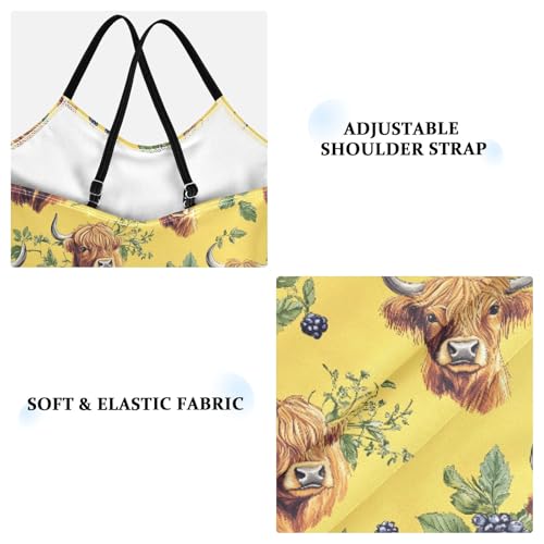 senya Girls Swimsuits One-Piece Swimwear Tie Bathing Suit Beach Summer Round Neck 7-8T Highland Cattle Blueberry Pattern3