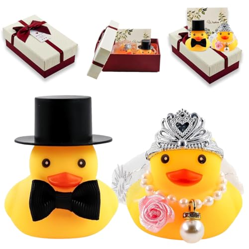 UIEXAY 2 Piezas Pato Chirriante Para Bodas, Novia Y Novio, Pato De Goma, Mini Pareja De Patos Para Ceremonia, Regalo, Recuerdo, Bendición Matrimonial, Regalo Elegante Y Conmovedor(B) UIEXAY 2 Piezas Pato Chirriante Para Bodas, Novia Y Novio, Pato De Goma, Mini Pareja De Patos Para Ceremonia, Regalo, Recuerdo, Bendición Matrimonial, Regalo Elegante Y Conmovedor(B)