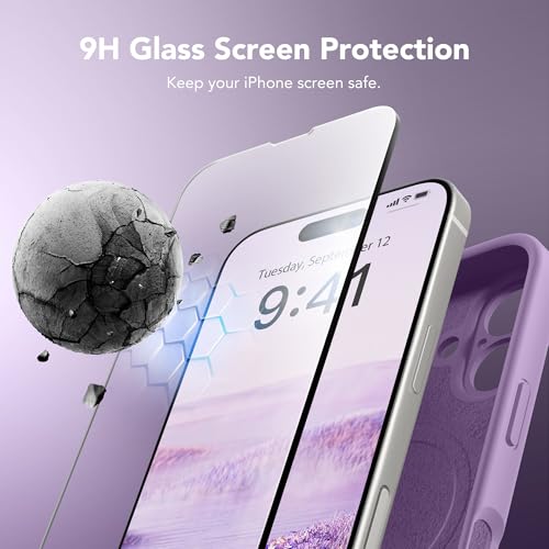 Image of Magnetic for iPhone 16 Plus Case, Compatible with MagSafe, [Full Camera Protection][Screen Protector] Silicone Shockproof Protective Phone Case for iPhone 16 Plus 6.7 inch, Light Purple