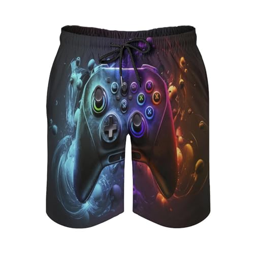 Men's Graphic Shorts Watercolor-Space-Triangles-Circles Casual Shorts,, 3X-Large3