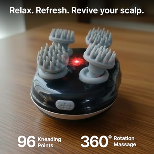 Image of pTron Revivo Z2 Scalp Massager w / 96 Silicon Kneading Points, Detachable Heads, Stress Relief & Relaxation, 3 Speed Modes, Scalp, Body & Head Massager for Hair Growth, Handheld, Rechargeable (Black)