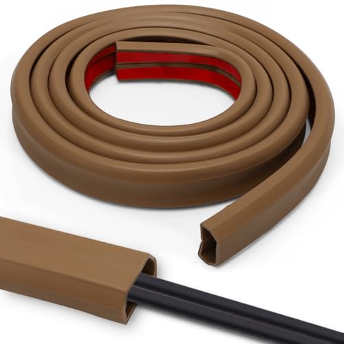 Goulotte passe câble sol marron en PVC flexible autocollante de 6 mètres