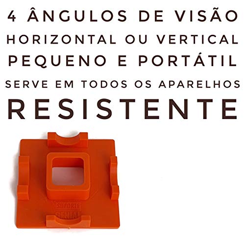 Suporte de Mesa para Celular ou Tablet serve em todos os aparelhos - Modelo Quadrado (Laranja)