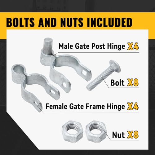 Image of VIVIDA 1-3 /8 inch x 2-3 /8 inch Chain Link Fence Gate Hinge Kit, 4 Pack