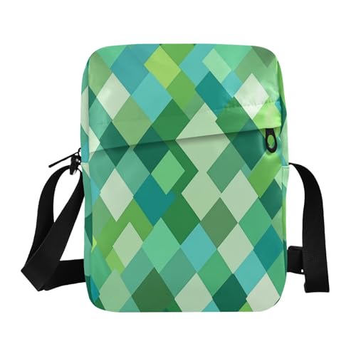 messenger bag for men mens shoulder bag Womens Crossbody Purses Adjustable Strap for work work - Rhomboid Turquoise Green