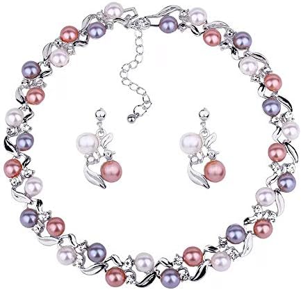 Shining Diva Fashion 18k Gold Plated Pearl Necklace Set/Jewellery Set with Fancy Earrings for Girls/Women