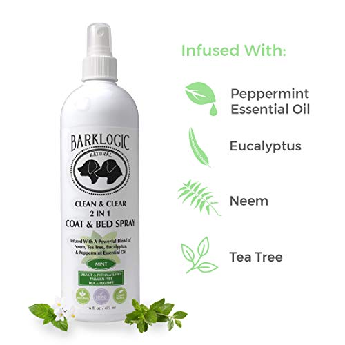 Barklogic - 2In1 Dog/Puppy Coat & Bed Spray - Sensitive Skin - Hypoallergenic - Infused With Essential Oils - Refreshing Natural Scent - Spray On Pets & Household Items - Made In Usa - 16 Oz - Mint #TOP3