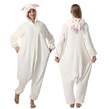 White Sheep Onesie Pajamas for Adults, Unisex Animal Costume (S/M/L/XL), Halloween Sleepwear & Loungewear for 150-190cm