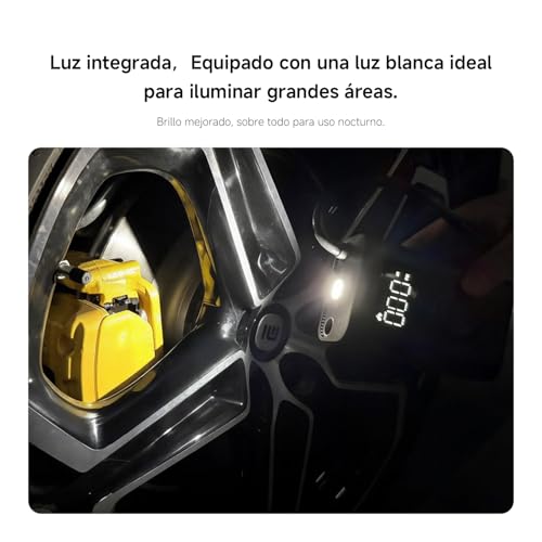 Miniatura 6 de Xiaomi Portable Electric Air Compressor 2 - Compresor de aire portátil (0.2 10.3 bar/3-150 psi, 6 modos, batería de 2000mAh, 14.4Wh, carga USB-C, pantalla LED), negro (Versión ES)
