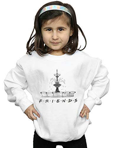 Image of Absolute Cult Friends Girls Fountain Sketch Sweatshirt White 12-13 years