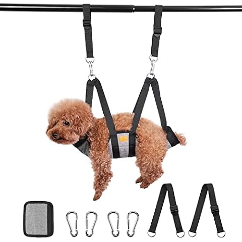 Ownpets Pet Grooming Hammock, Dog Grooming Hammock with Carabiners, Breathable Pet Grooming Harness Sling for Grooming, Hair Nail Trimming Cutting & More, S Cover