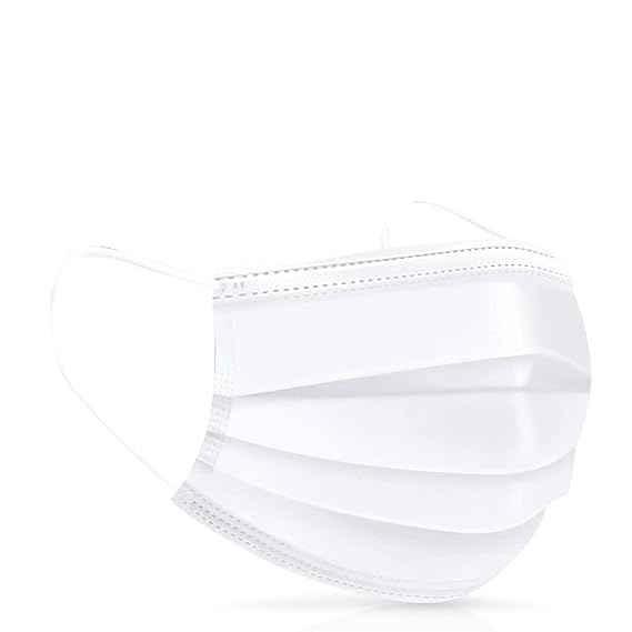 3 Ply Surgical Mask 3 Layer With Nose Clip Pin Ear Belt Mask Melt Blown Mask Disposable Face Mask Use And Throw Kids, Men And Women (White Color)
