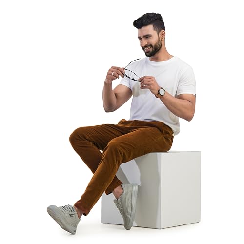 Image of BELANO Men Slim Fit Corduroy Cotton Stretch Chinos