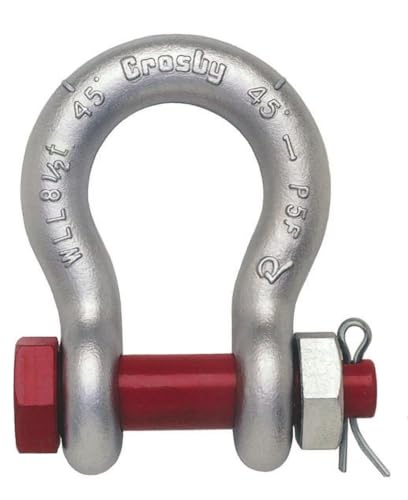 Crosby Bolt Type Anchor Shackle Carbon Steel, Galvanized, 8-1/2 Ton WLL, 1" Size, G-2130