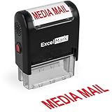 ExcelMark Media Mail Self Inking Rubber Stamp - Red Ink