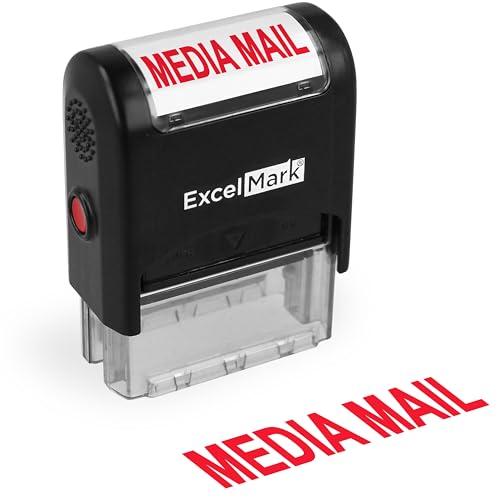 ExcelMark Media Mail Self Inking Rubber Stamp - Red Ink
