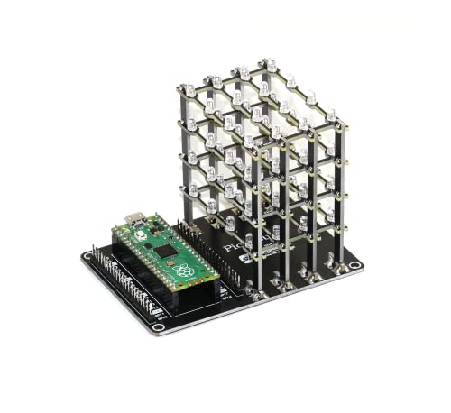 Cube 64 LED bleu Raspberry Pi Pico pour décoration geek et horloge numérique