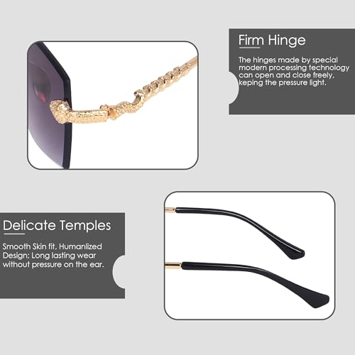 Image of Dervin UV Protected Retro Rectangular Rimless Sunglasses for Men and Women