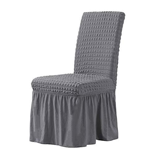 CHUN YI Stretchy Universal Easy Fitted Dining Chair Cover Slipcovers with Skirt, Removable