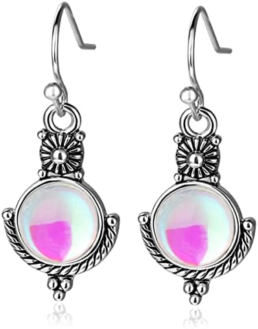 S925 Sterling Silver Moonstone Dangle Drop Earrings.Dainty Genuine Natural Stone Gem Crystal Gemstone Earrings Jewelry Gift for Women Girls (Earrings_A)