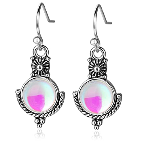 S925 Sterling Silver Moonstone Dangle Drop Earrings.dainty Genuine Natural Stone Gem Crystal Gemstone Earrings Jewelry Gift For Women Girls (Earrings_A) #TOP3