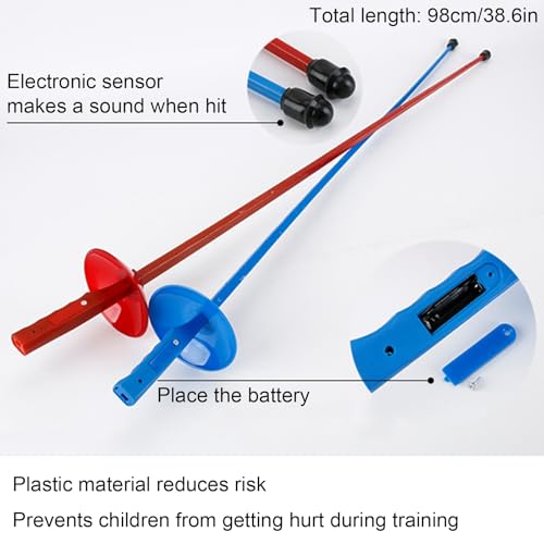 MFLKJHSA Fencing 3-Piece Set, Beginner Training Fencing Accessories(Red) - Thumbnail 4