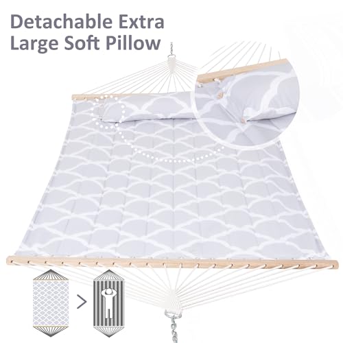 Image of SUNCREAT Replacement Hammock for Stand, 475 lbs Capacity, Two Person Backyard Hammock for Outside, Gray Cloud