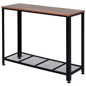 HOMCOM consoletafel, dressoir, bijzettafel met rooster, industriële stijl, metaal, 101 x 35 x 80 cm
