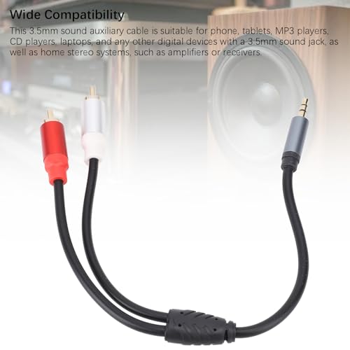Cable de audio estéreo 3.5mm a 2 macho, 30cm miniatura 4