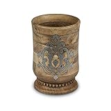 8.25-Inch Tall Wood and Metal Inlay Heritage Collection Utensil Holder