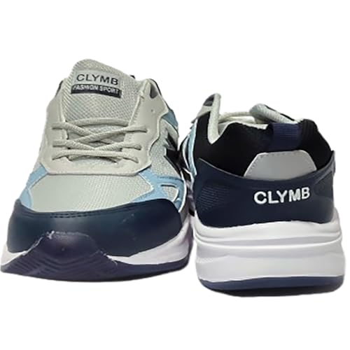 Image of CLYMB Men's Suri-Grey Blue Fashion Series Sports Shoes for Running Dancing Stylish Casual Trendy Sneakers