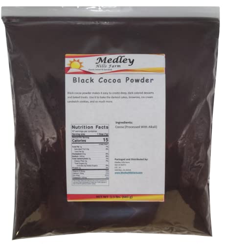 Medley Hills Farm Black Cocoa Powder for Baking Cooking & Decorating - Unsweetened - All-Natural - Gluten Free - 1.5 lbs
