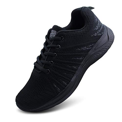 JABASIC Women Athletic Running Sneakers Breathable Tennis Sport Shoes (8,Black)