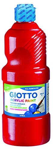 Peinture acrylique Giotto rouge liquide de 500 ml pour les ateliers peinture en famille