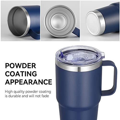 VEGOND 20 oz Tumbler Bulk with Handle Lid and Straw, Stainless Steel Insulated Travel Coffee Mug Set, Spill Proof Double Wall Metal Tumblers Cups, Navy Blue 6 Pack by VEGOND - Used condition - Image 7