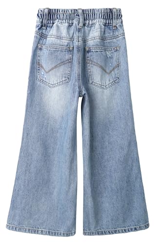 Pantalones de mezclilla rasgados para niñas vaqueros holgados de pierna ancha 3