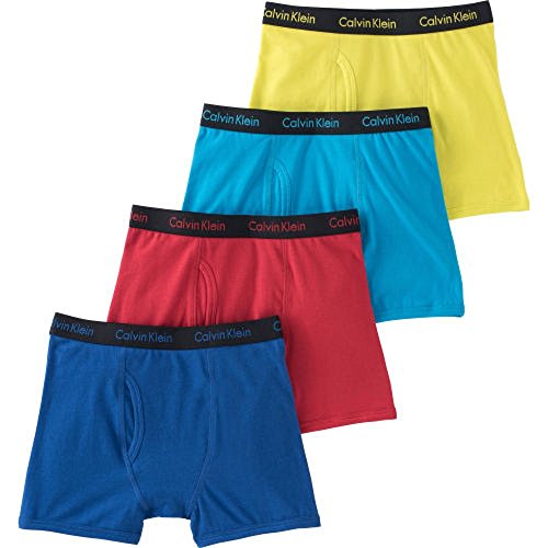 Calvin Klein Cotton Stretch Boys' Boxer Briefs (4 Pack) (Large / 12-14, Bright)