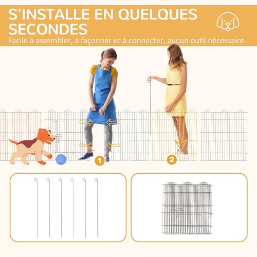Parc pour chiens pliable PawHut | Finis les dégâts grâce à cet enclos métal intérieur - 4