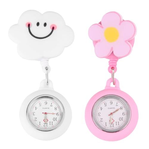 Montre Infirmiere Suspendue pour Blouse Montre de Broche Étui en Silicone Aiguilles Lumineuses avec Clip Rétractable et Personnalisable Précision Quartz...