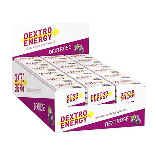 DEXTRO ENERGY WÜRFEL JOHANNISBEERE (18er Pack) - Traubenzucker Würfel mit Kohlenhydraten, Würfel mit Dextrose, mit Maltodextrin, Laktosefrei, Glutenfrei