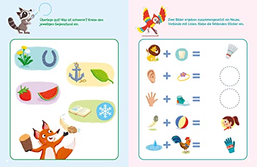 Sticker-Rätsel für Kindergarten-Kids. Logisches Denken / Unterschiede finden, Gegensätze erkennen, Sudokus, Suchbilder u.v.m / Rätselheft ab 4 Jahren: ... Kinder ab 4 Jahren (Spielen & Beschäftigen)
