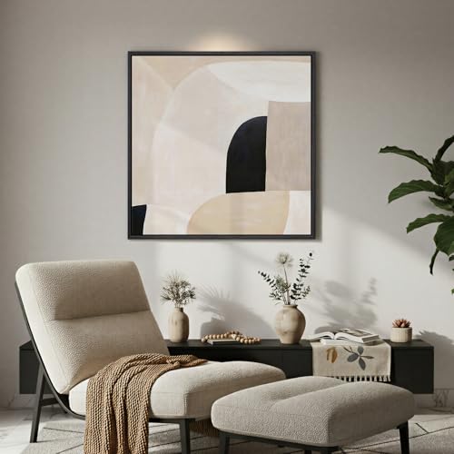 Framed Square Neutral Minimalist Abstract Wall Art for Living Room, 24"x24" by Cuspin - Used condition - Image 8