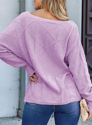 Image of EVALESS Casual Crewneck Sweaters for Women Fall Winter 2026 Lightweight Long Batwing Sleeve Pullover Sweaters Tops Clothes