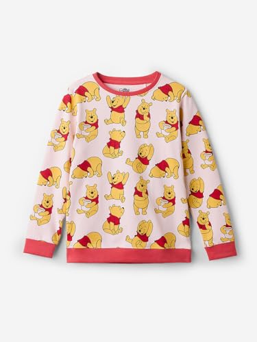 Image of The Souled Store Cotton Blend Official Disney: Pooh Bear Boy's Round Neck Long Sleeve Graphic Print Regular Fit Sweatshirts Sweatshirts Pullovers Graphic Printed Sportswear Casual Warm Cozy