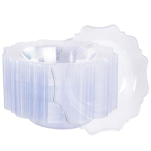 COLOSUS 60 Clear Plastic Bowls, 12 oz Disposable Soup Bowls, Premium Plastic Dessert Bowl,Heavy-duty Salad Bowl for Party, Wedding, Dinner, Christmas, Thanksgiving, and Catering
