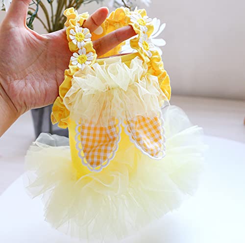 Sgqcar Princess Dog Dress Cute Easter Pet Lace Clothes Silky Tutu Skirts With Rabbit Ears Tulle Puppy Dresses For Small Dogs Teddy, Chihuahua, Yorkshire Terriers, Bichon Yellow Xs #TOP5
