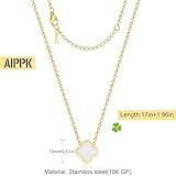 AIPPK Collar de mujer con trébol de cuatro hojas, chapado en oro...