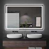 Dripex Bathroom Mirror with LED Lights, 800 * 1200 MM Illuminated Bathroom Mirror Wall Mounted Vanity Mirror, Bathroom Light Mirror with Demister Pad, Horizontal/Vertical