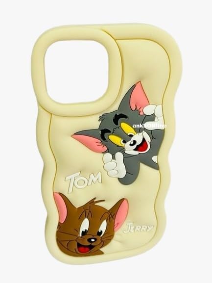 Image of COVERLY for iPhone 6S Plus Cartoon Case, Smart 3D Cute Curly Wavy Side Full Protective Flexible Unbreakable Back Case Soft Silicone Stylish Fashion Fun Aesthetic Cover for Apple iPhone 6S Plus (White)