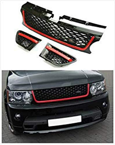 Kune Set Sport Hood Bumper Grille Air Vents Grill Black Autobiography-Style Red For 2006 2007 2008 2009 Range Rover